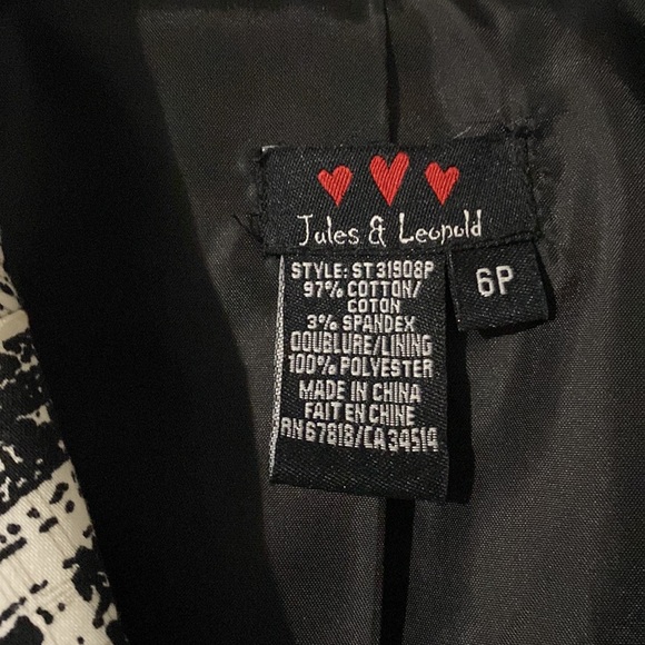 Jules & Leopold Black and White Pea Coat - Picture 3 of 8